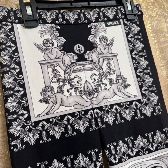 Versace Silver Gray White Black Baroque-Printed Leggings Size 38 2 XS NWT - Picture 7 of 16